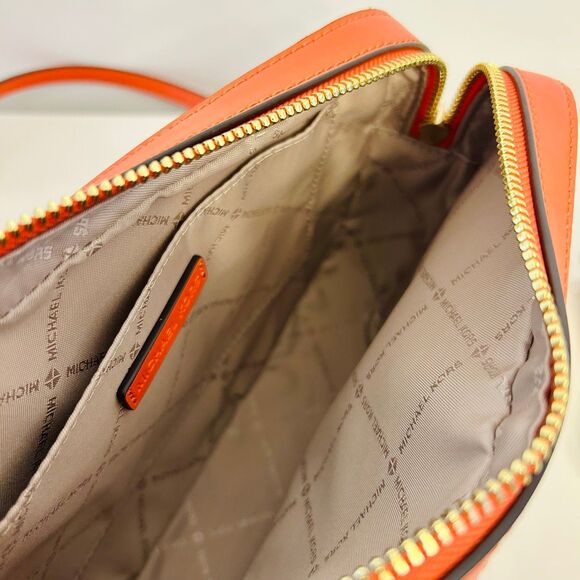 Michael Kors Purse Jet Set Large Ombré Signature Logo Crossbody Body Red Clay - Picture 8 of 12